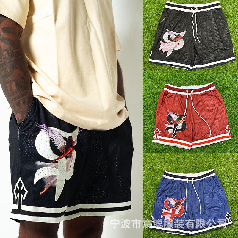 American Style Trendy Brand Basketball Shorts Men'S Summer Mesh Quick-Drying Breathable Lightweight Four-Point Knee-Less Beach Casual Pants - Image 2